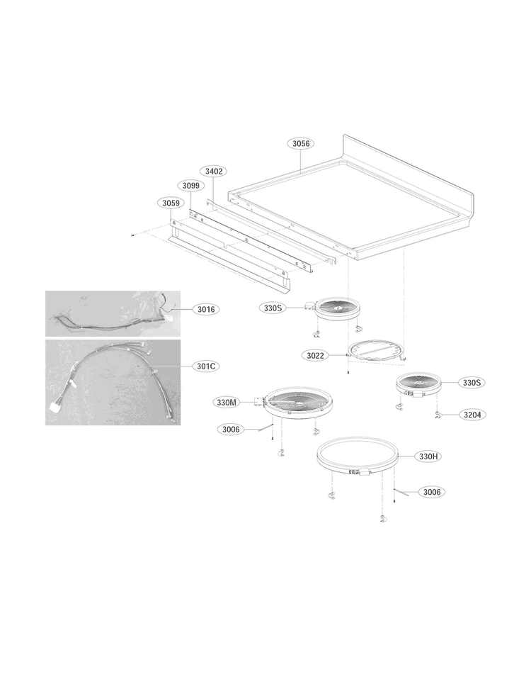 Cooktop Parts Diagram and Parts List for LDE4413ST 00 LG Range