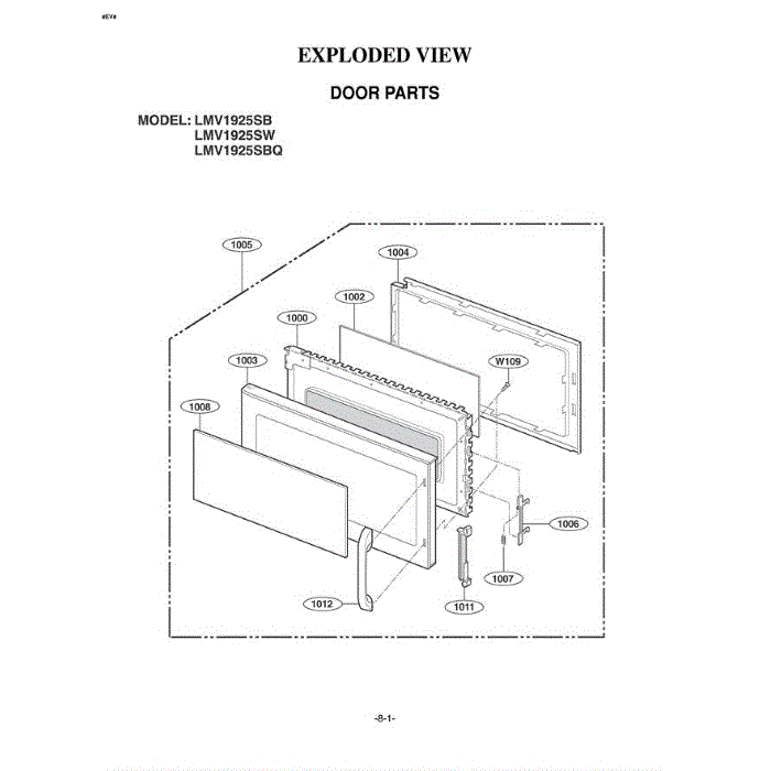 Section 1 Diagram and Parts List for LMV1925SBQ AB6ELGA LG Microwave Oven Combo