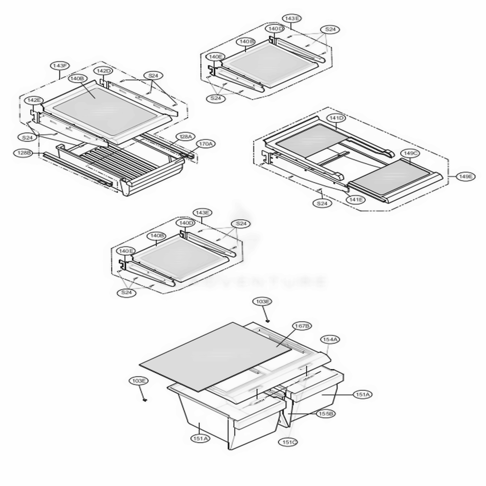 Refrigerator Parts Diagram and Parts List for 79303 AST1SER LG Refrigerator