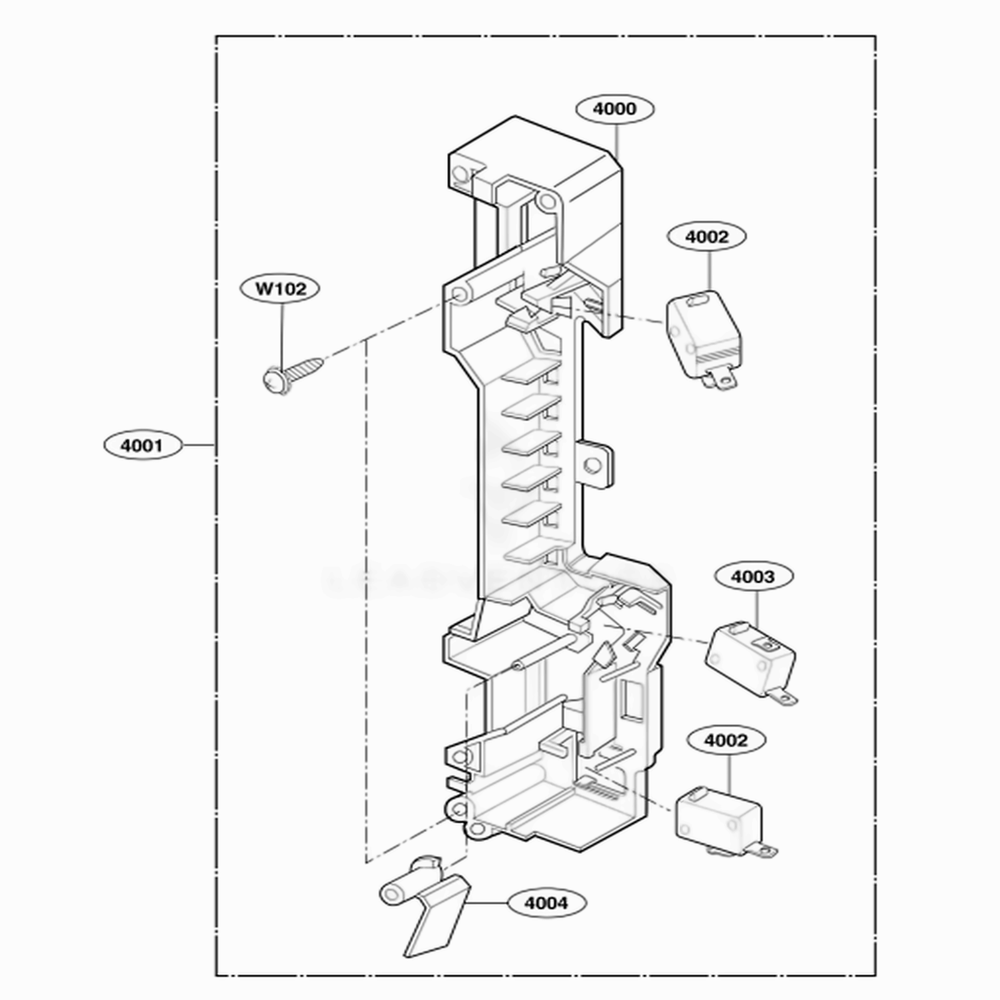 Latch Board Parts Diagram and Parts List for 62649 ABKESEA LG Range