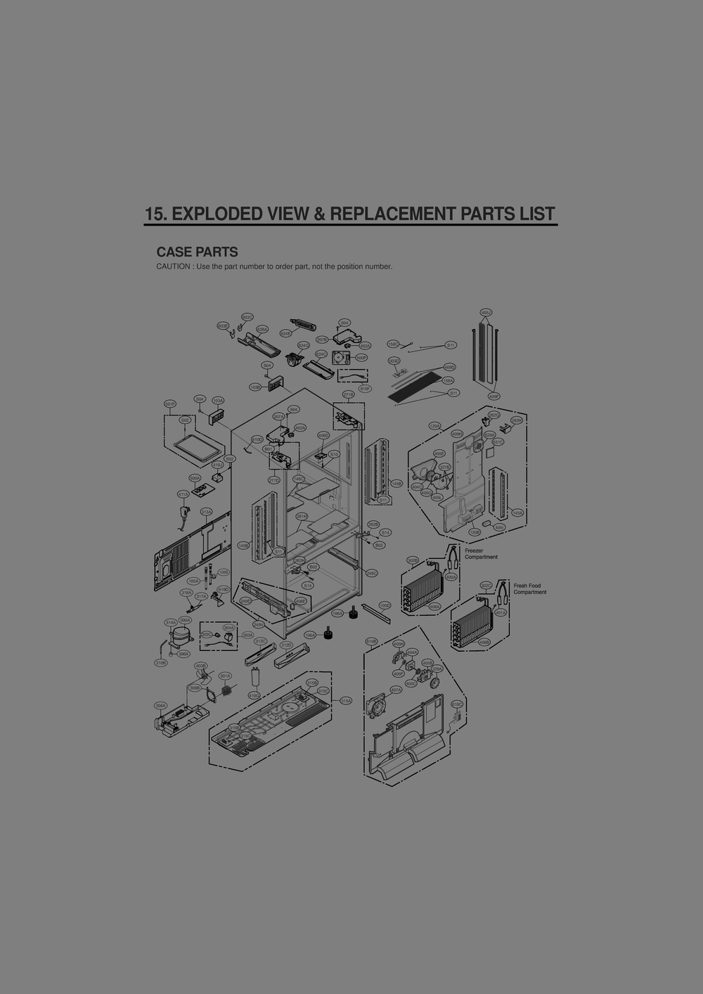 Case Parts Diagram and Parts List for GR-J338HSJP ASTCNA1 LG Refrigerator