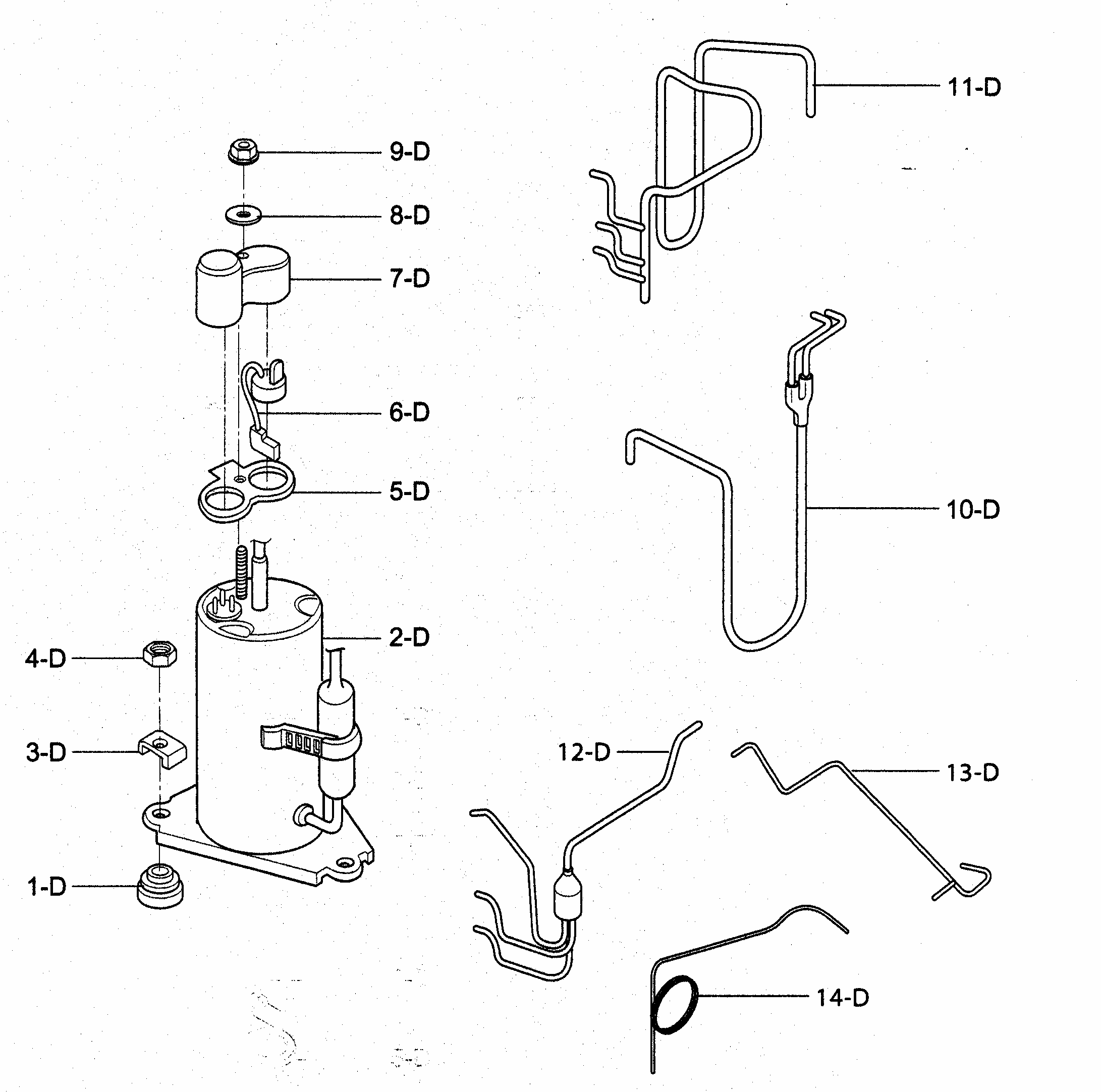 Compressor Parts Diagram and Parts List for 58075081500  Kenmore Air Conditioner