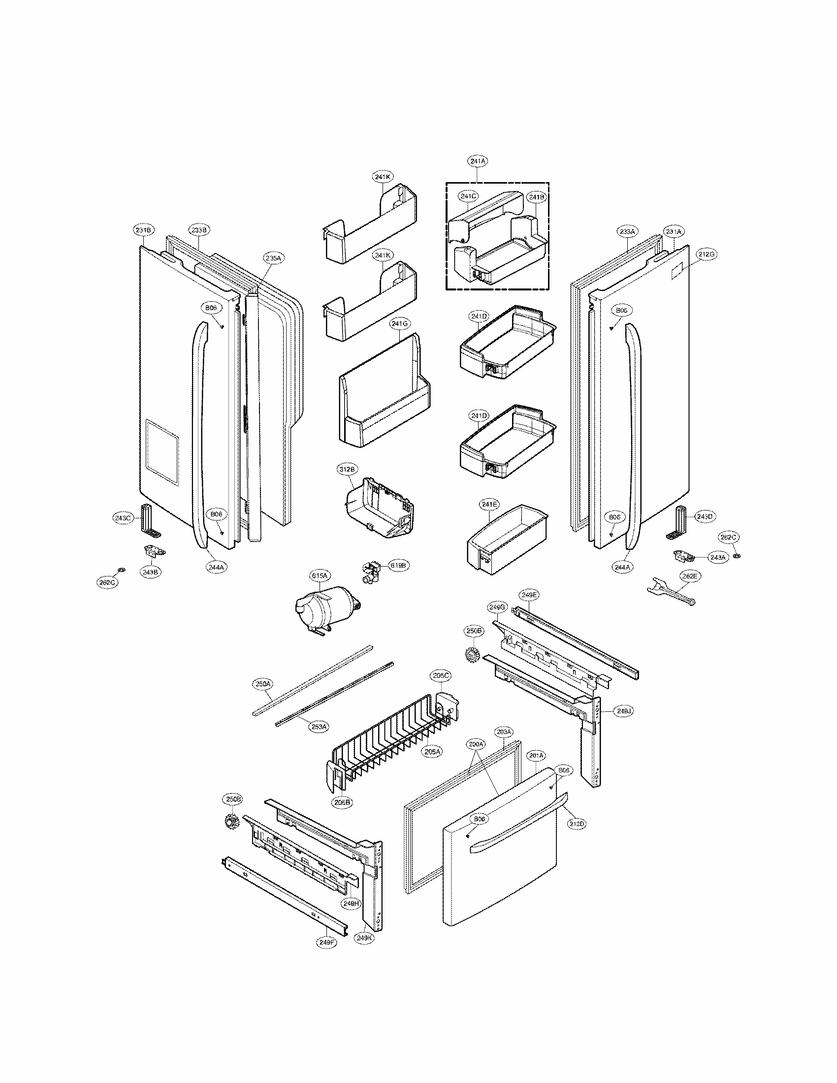 Door Parts Diagram and Parts List for 79572039112  Kenmore Refrigerator