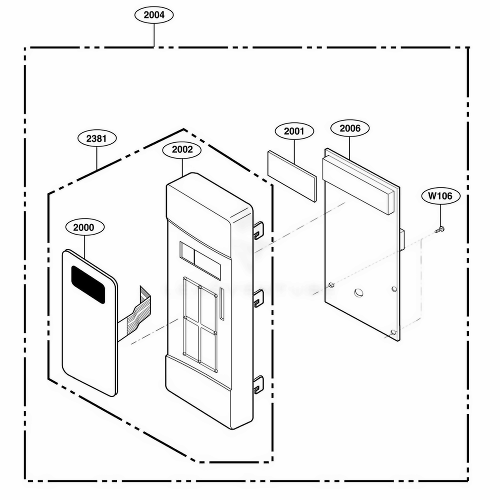 Control Panel Parts Diagram and Parts List for 62344 CBSESEA LG Wall Oven