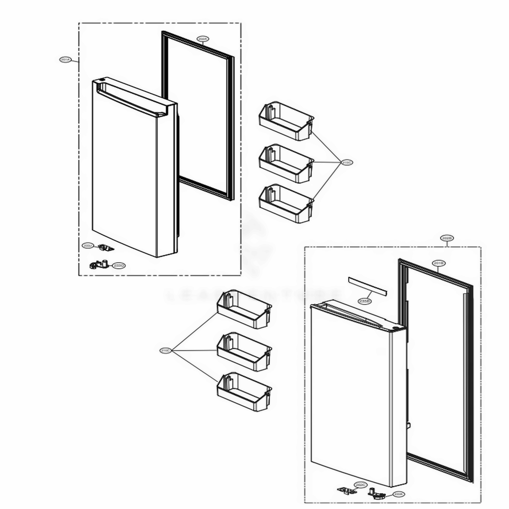 F-Room Door Part Diagram and Parts List for LNXS30866D ASBCNA0 LG Refrigerator
