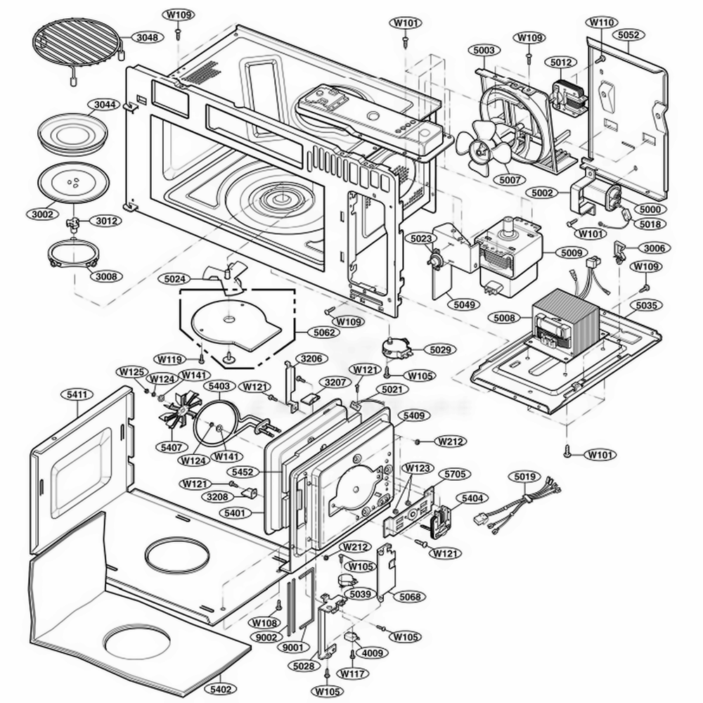 Interior Parts 1 Diagram and Parts List for 88512 AWHESEA LG Range