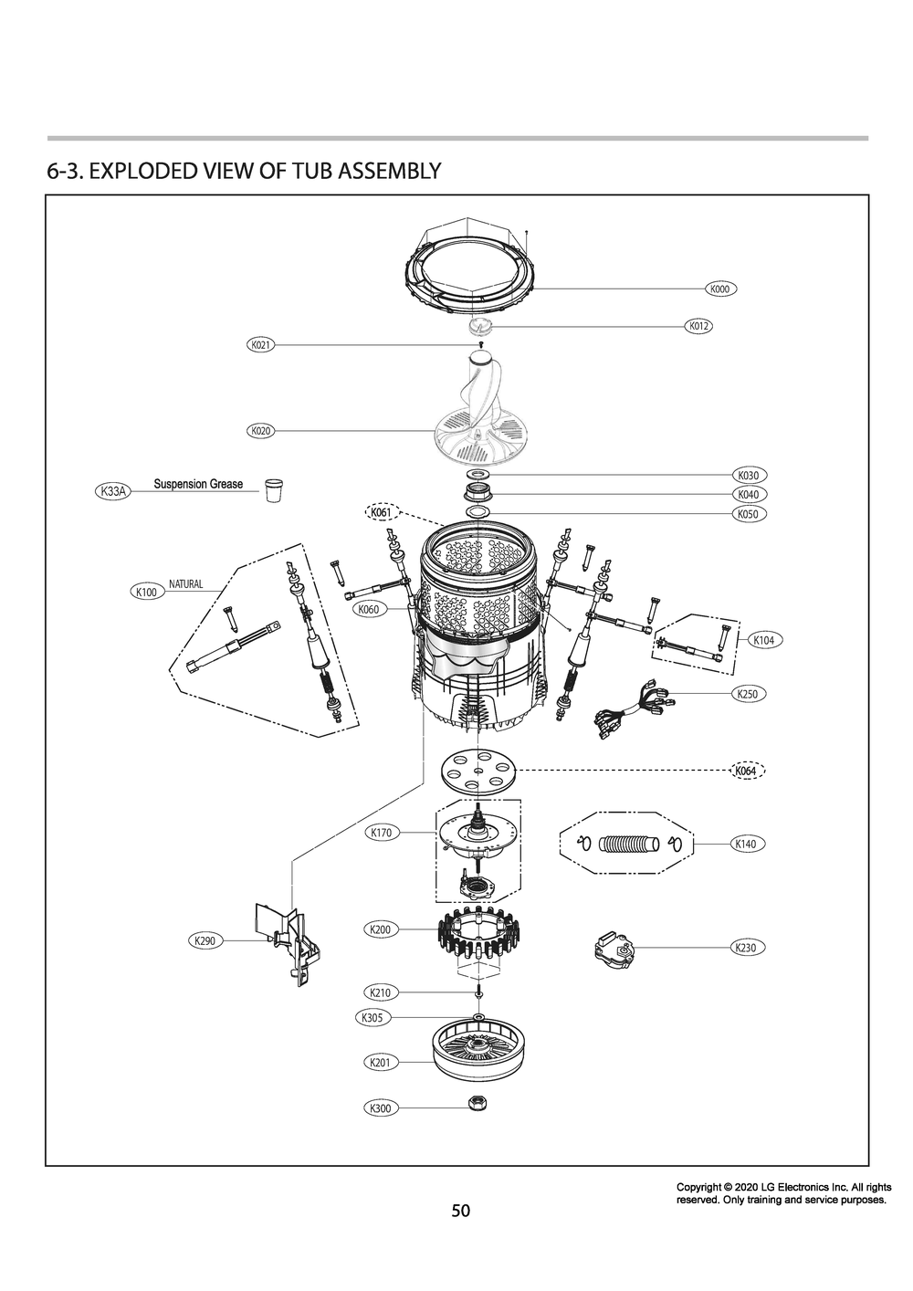 Tub Assembly Diagram and Parts List for T14A4SEHTW ABWETUS LG Washer