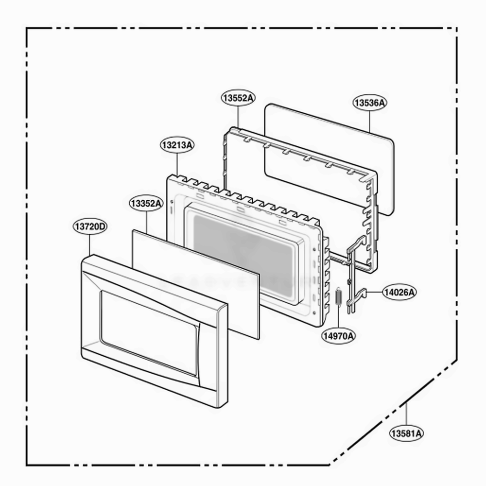 Door Parts Diagram and Parts List for GT4175SPB CBKEWRP LG Wall Oven