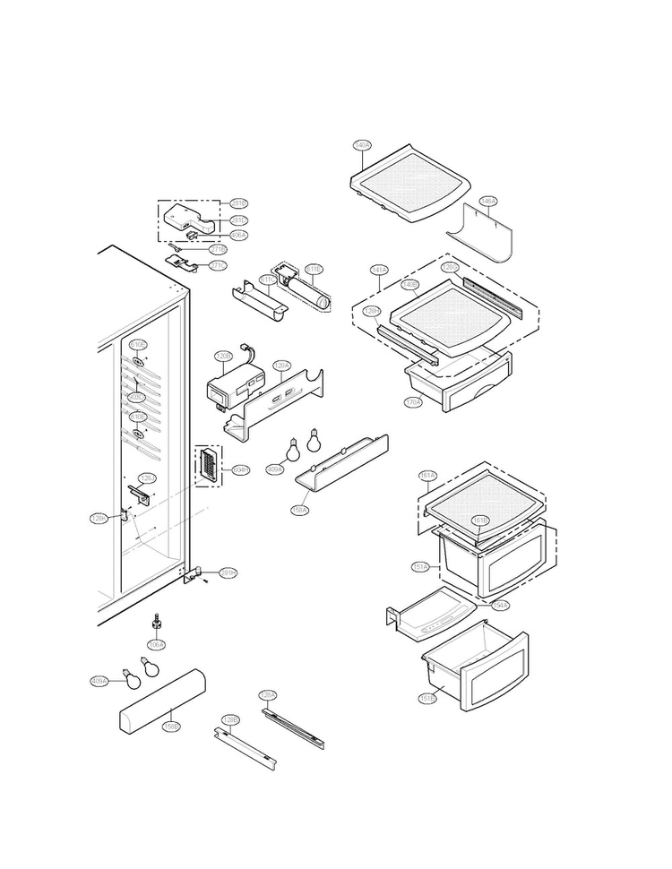 Refrigerator Compartment Parts Diagram and Parts List for LSC27926ST00  LG Refrigerator