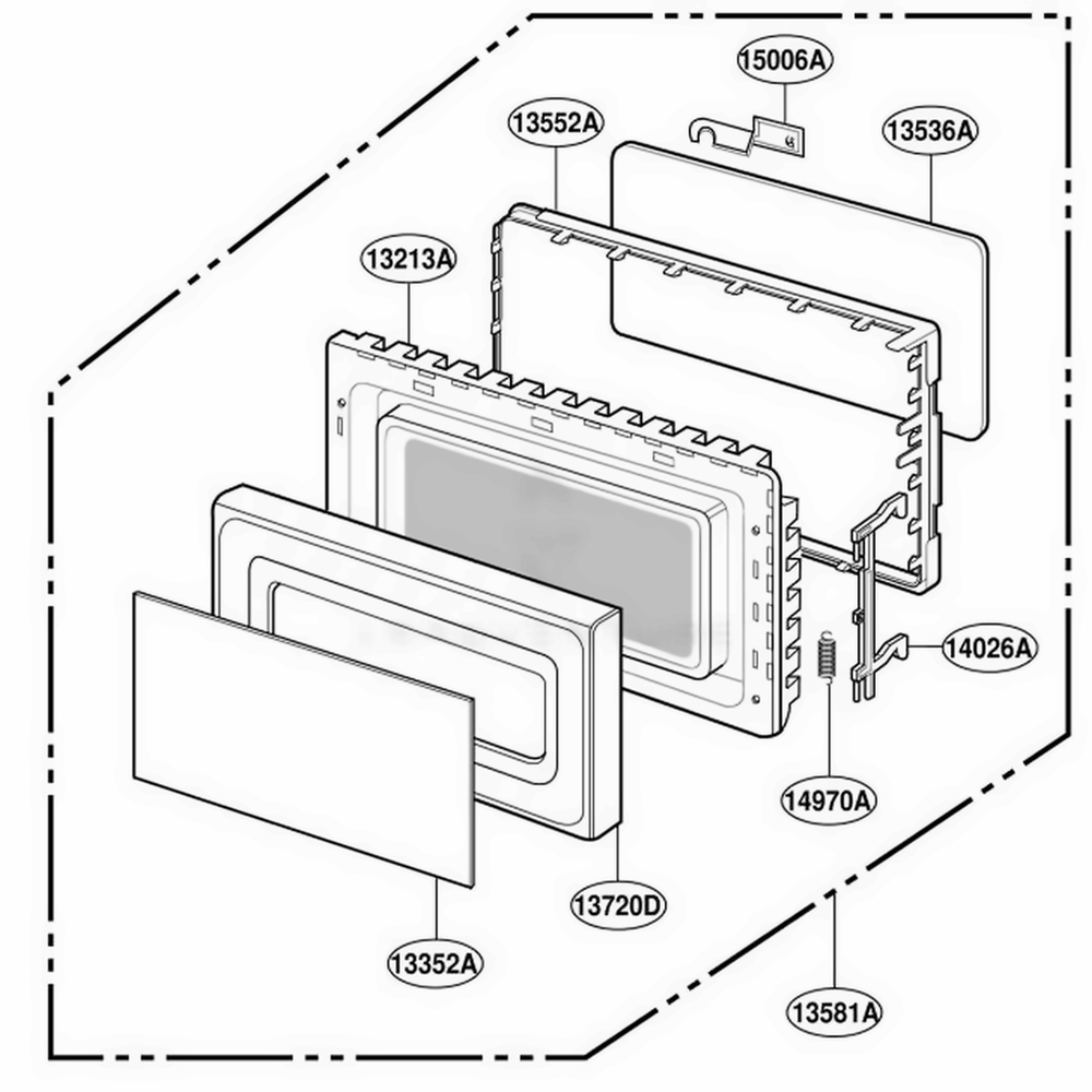 Door Parts Diagram and Parts List for YMT1130SGQ MWEWPC LG Range