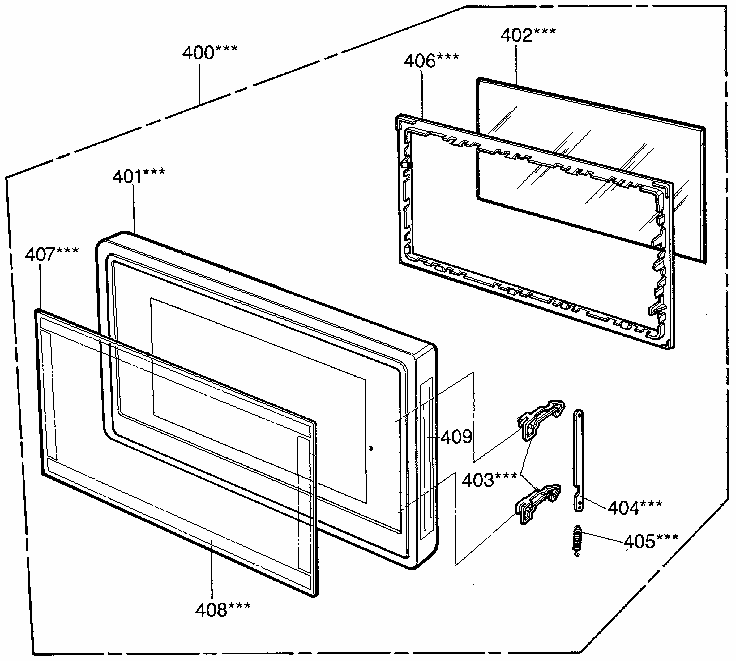Door Diagram and Parts List for 7218911980  Kenmore Microwave