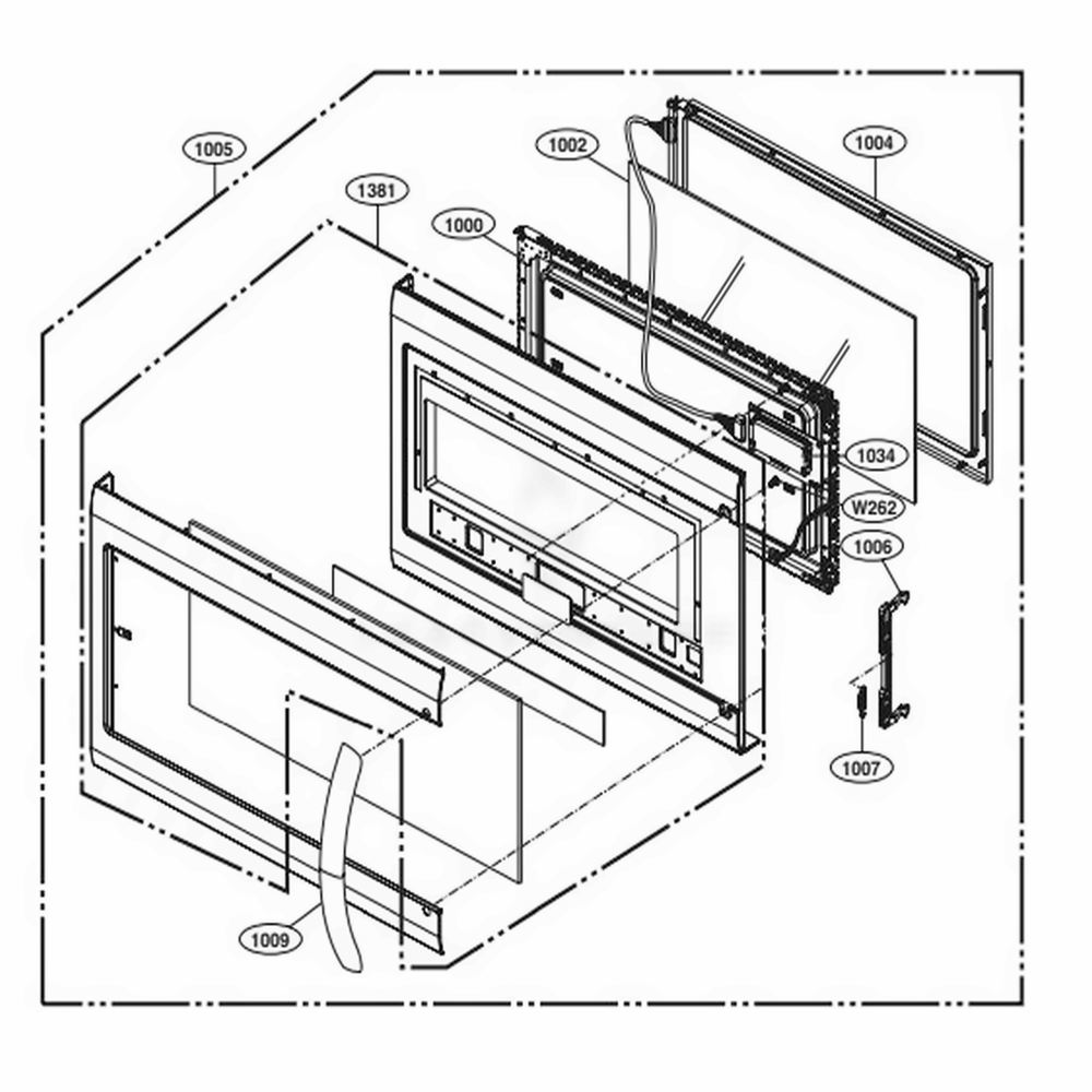 Door Parts Diagram and Parts List for LMVM2033BD CBDELGA LG Microwave Oven Combo