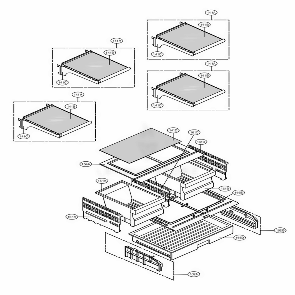 Refrigerator Parts Diagram and Parts List for 71606 ATICSE2 LG Refrigerator