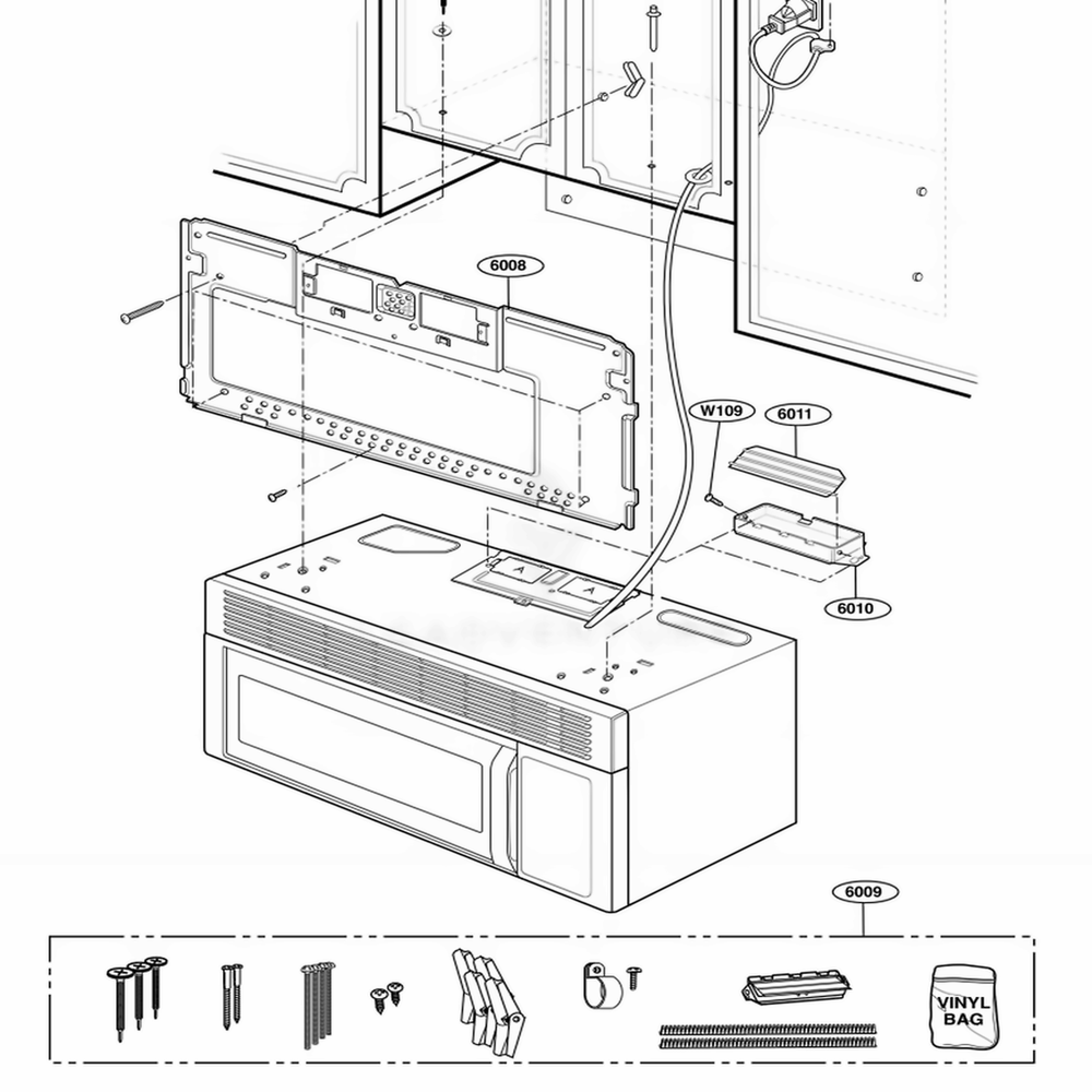Installation Parts Diagram and Parts List for MH6150XMT AB7EWRP LG Range