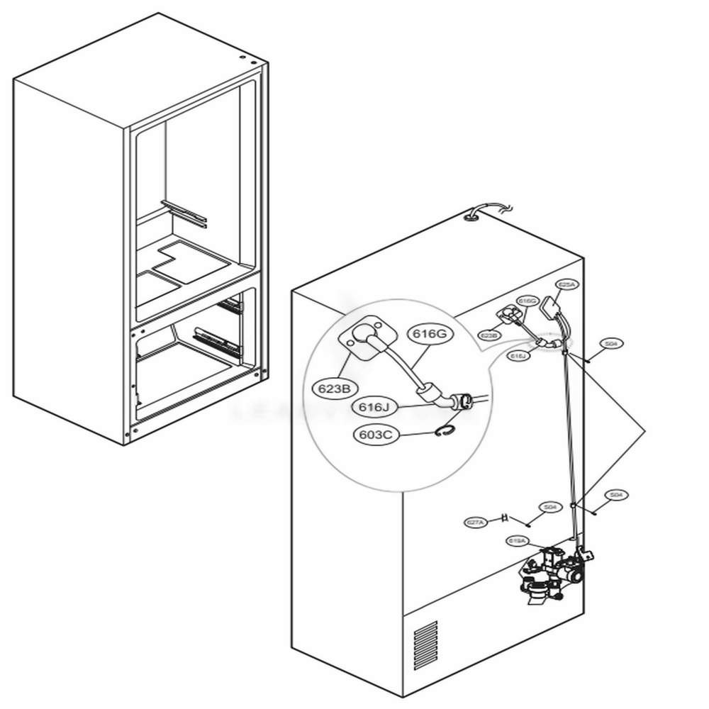 Valve And Water Tube Parts Diagram and Parts List for LFXS30726S ASTCNA3 LG Refrigerator