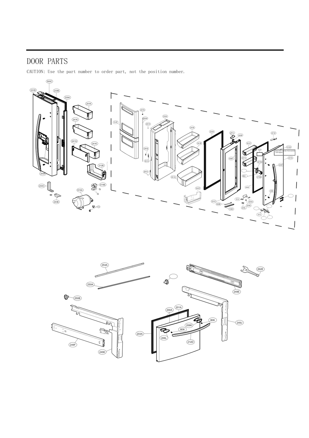 Door Parts Diagram and Parts List for GC-J288NSXM ASTCNA3 LG Refrigerator