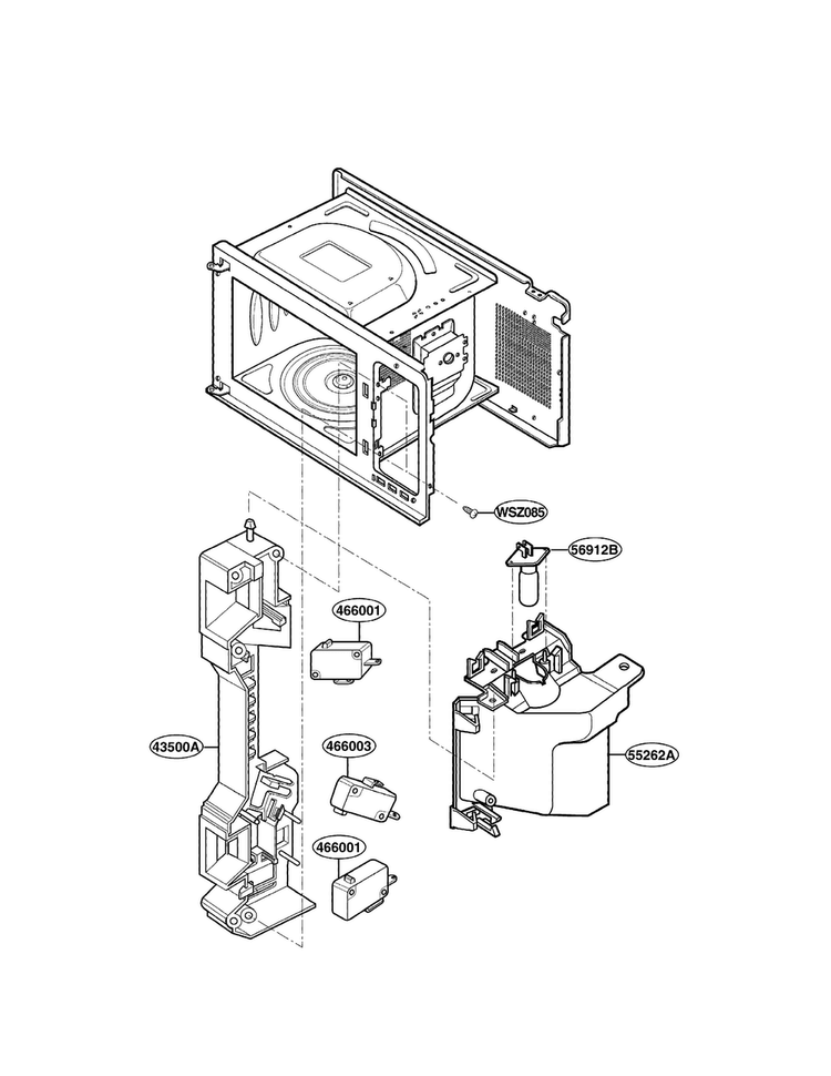 Latch Board Parts Diagram and Parts List for LCRM1240ST01  LG Microwave