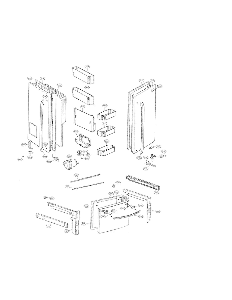 Door Parts Diagram and Parts List for LFX28968ST 00 LG Refrigerator
