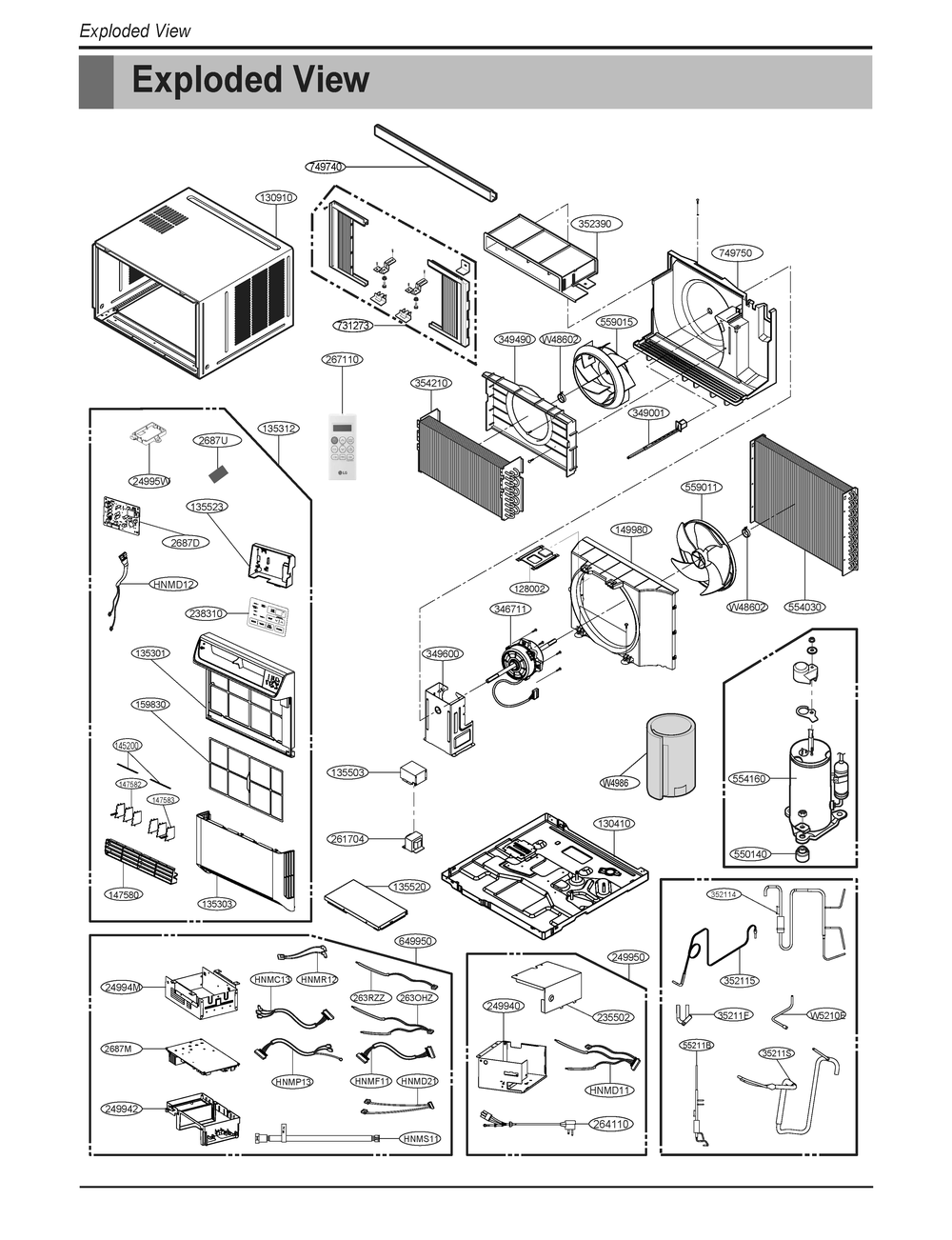 Diagram 1 Diagram and Parts List for W3NQ15LNNP0 AC1AHDP LG Air Conditioner