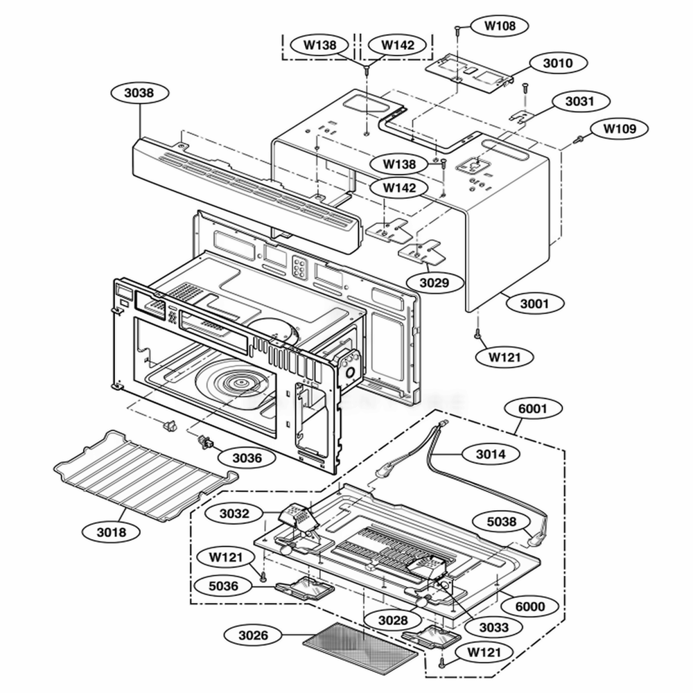 Oven Cavity Parts Diagram and Parts List for HMV9302 AWHEBSU LG Range