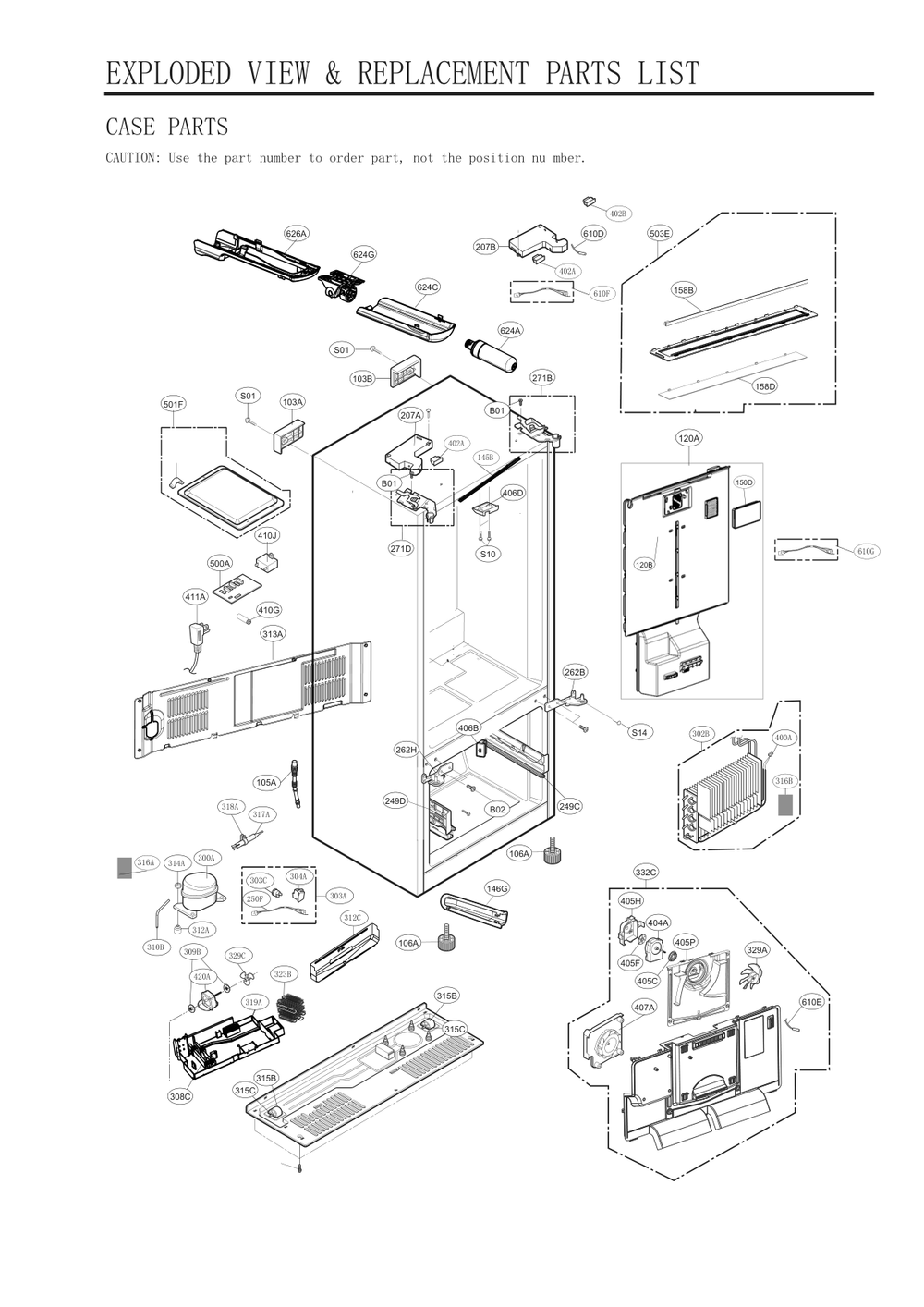 Case Parts Diagram and Parts List for GC-L288NMXM AMTCNA0 LG Refrigerator
