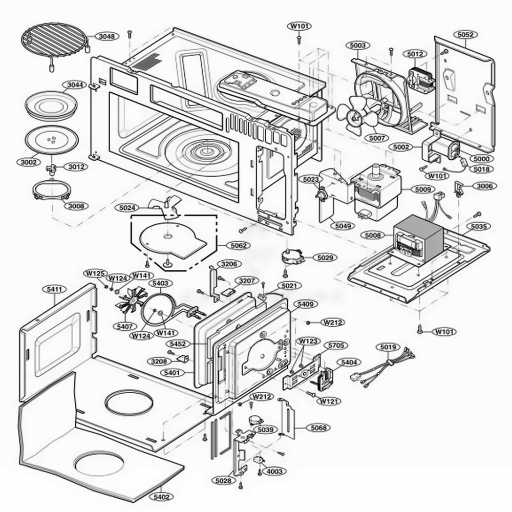 Interior Parts 1 Diagram and Parts List for 86013 ASBESEA LG Range