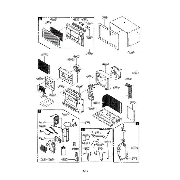 Air Conditioner Diagram and Parts List for LT1237HNR 00 LG Air Conditioner