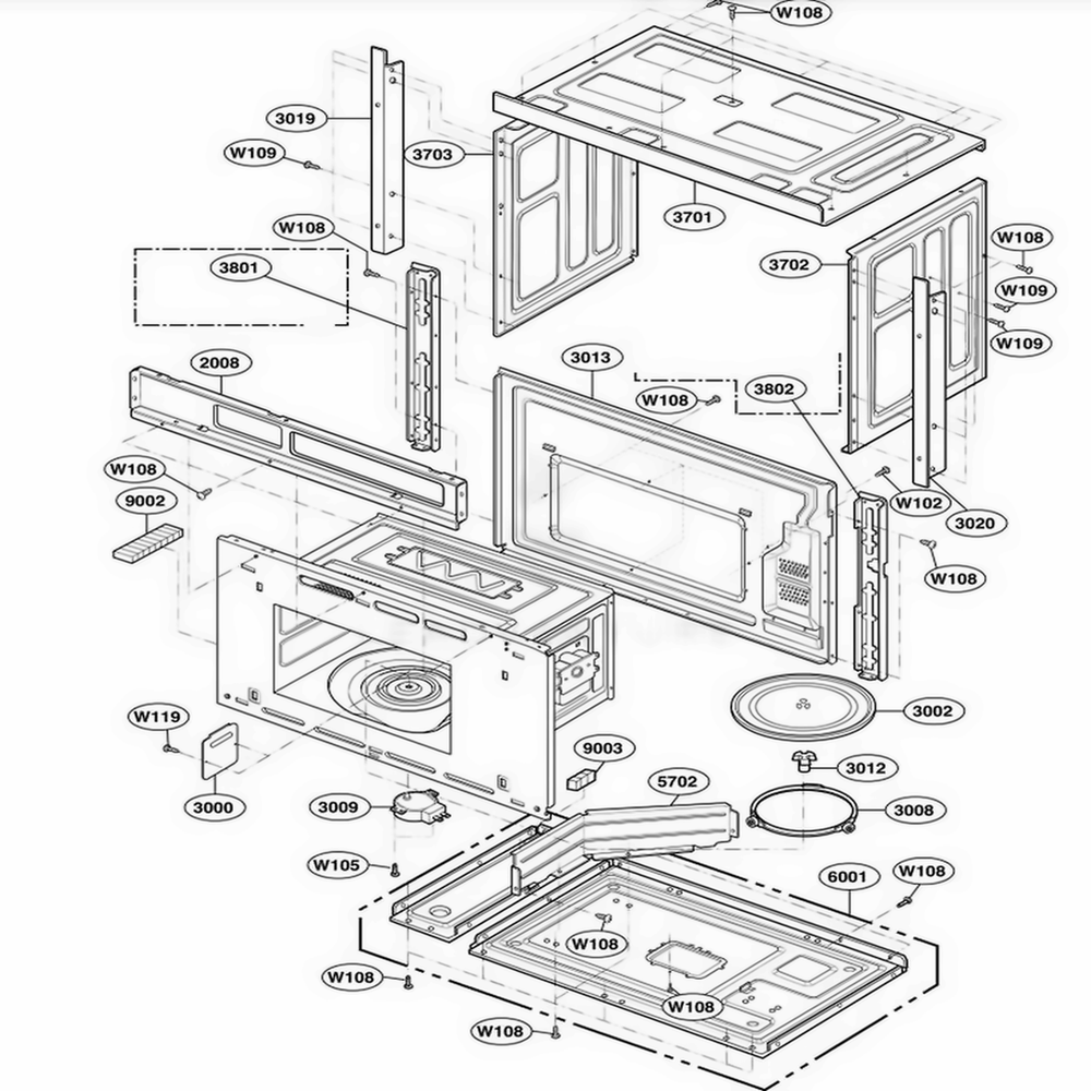 Oven Cavity Parts Diagram and Parts List for JMC8130DDS ASTEJEN LG Range