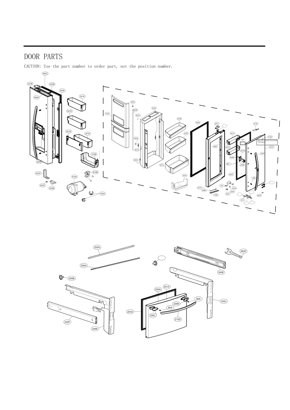 Door Part Diagram and Parts List for GC-J288NSXM ASTCNA0 LG Refrigerator