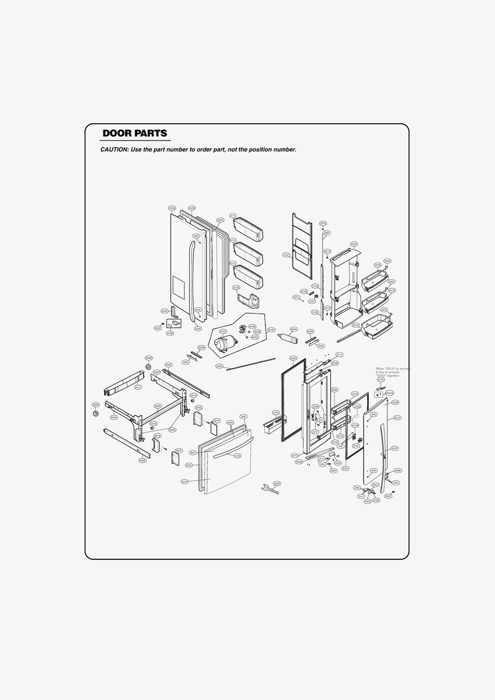 Door Parts Diagram and Parts List for GR-J318LQTP ASWCSE2 LG Refrigerator