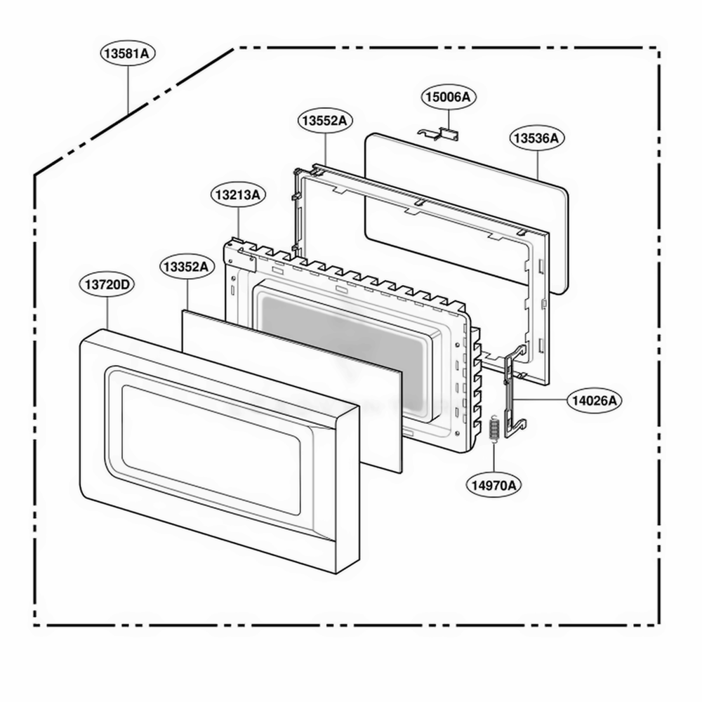 Door Parts Diagram and Parts List for YMT4110SKQ KWHEWPC LG Wall Oven