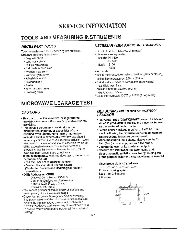 Service Information Diagram and Parts List for MA-1905W  LG Microwave