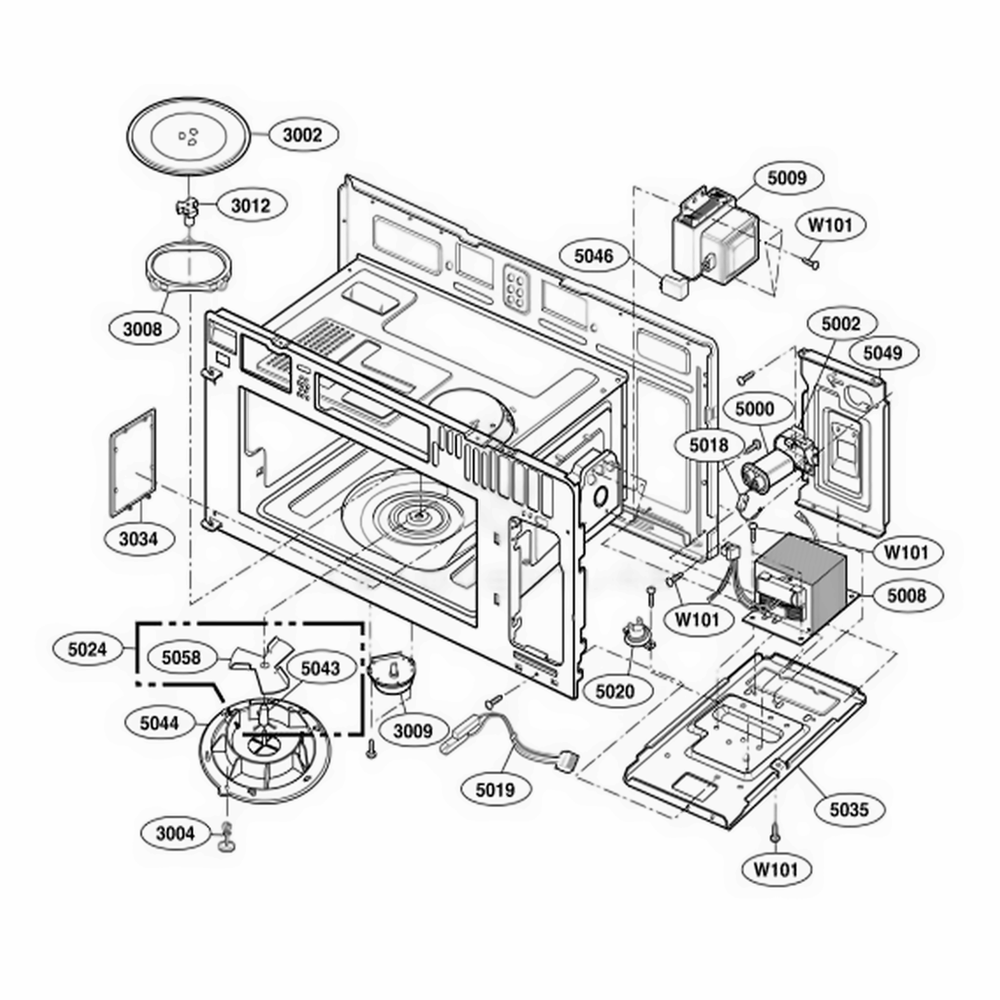 Interior Parts 1 Diagram and Parts List for 85139 ABKESEC LG Range