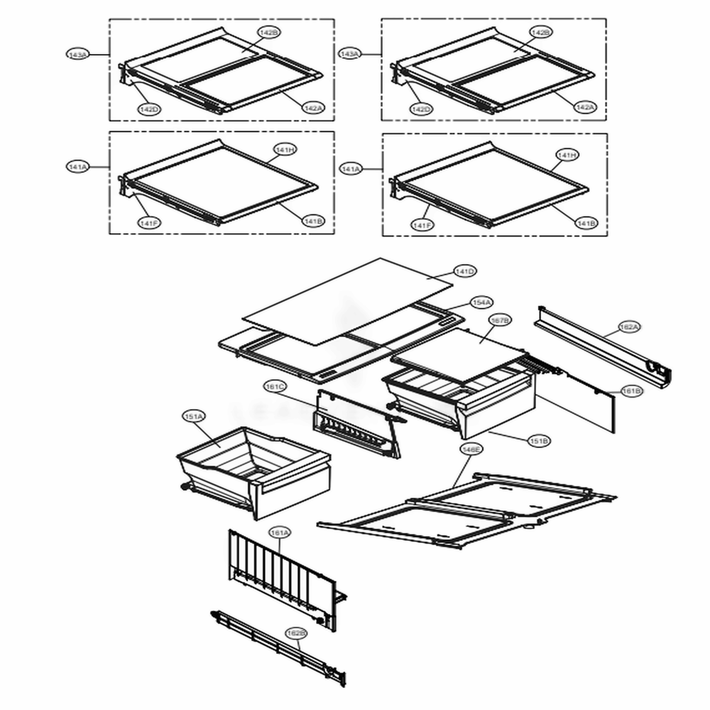 Refrigerator Parts Diagram and Parts List for 72489 AWBCSE0 LG Refrigerator