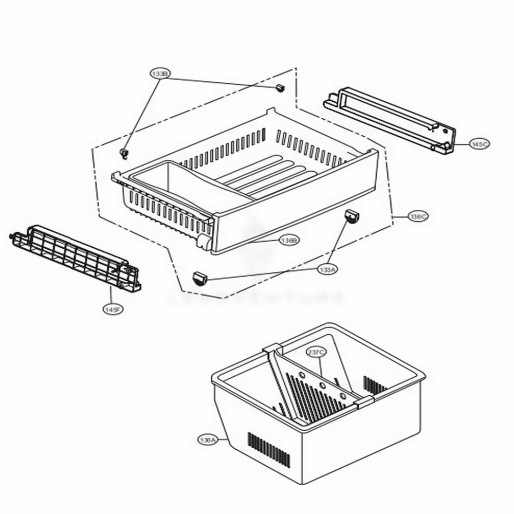 Freezer Parts Diagram and Parts List for LFX25974SW ASWCNA5 LG Refrigerator
