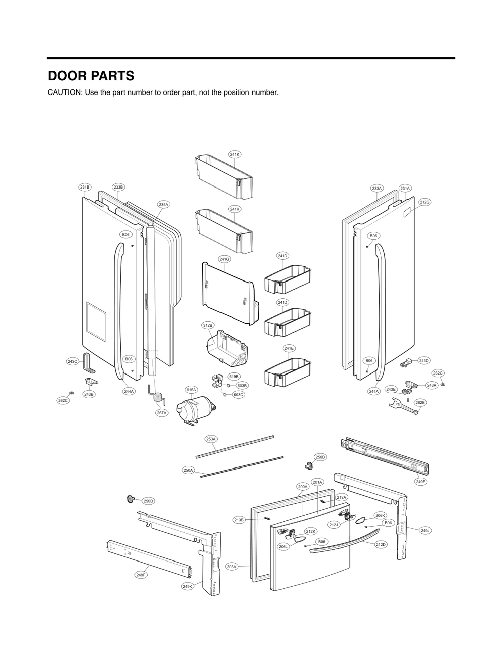Door Parts Diagram and Parts List for GC-L288GQXP ASWCNA3 LG Refrigerator