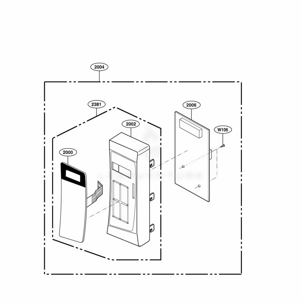 Control Panel Parts Diagram and Parts List for 66222 CW1ESEA LG Refrigerator