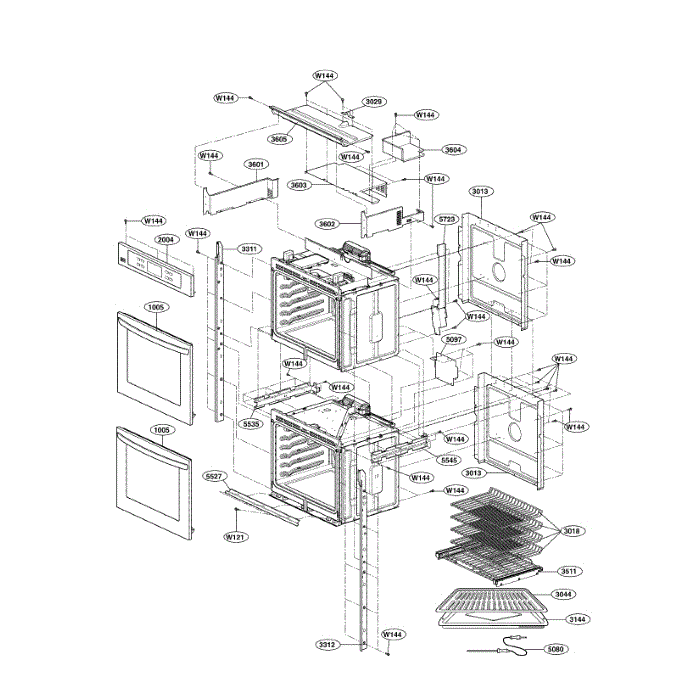 Assembly Diagram and Parts List for LWD3081ST 00 LG Wall Oven