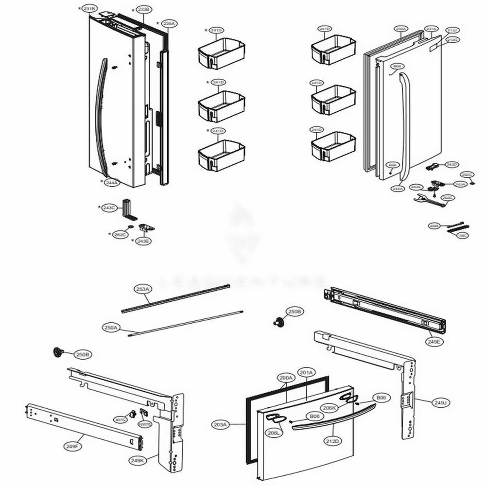Door Parts Diagram and Parts List for LFCC22426S ASTCNA0 LG Refrigerator
