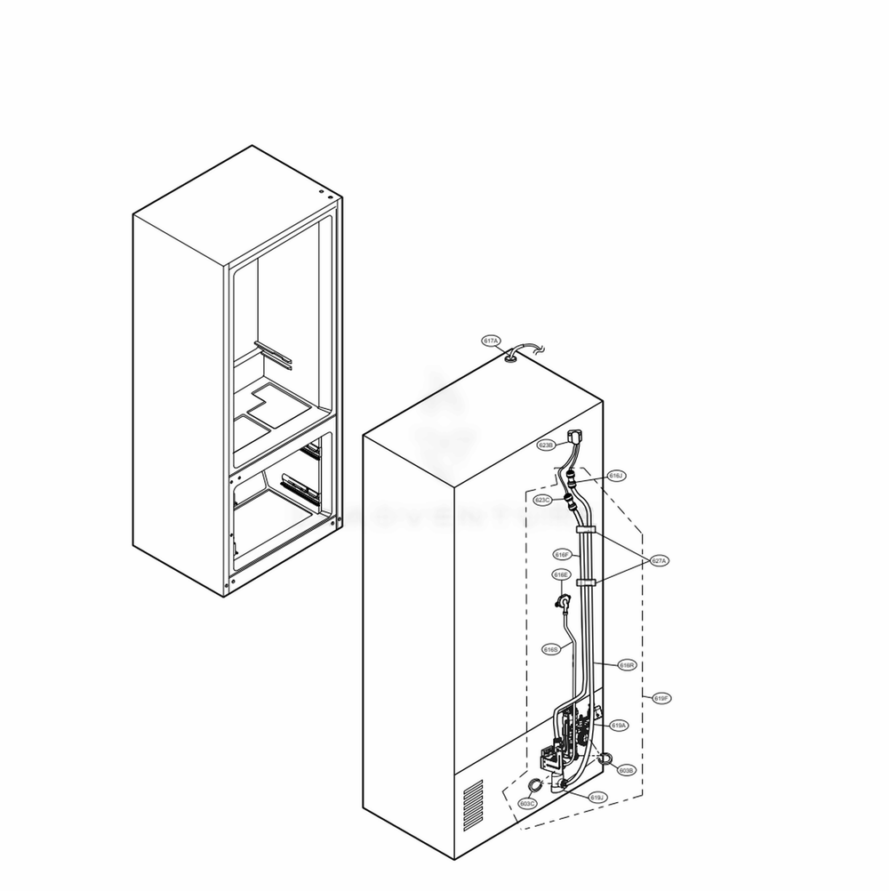 Valve And Water Tube Parts Diagram and Parts List for LRFXC2406S ASTCNA1 LG Refrigerator