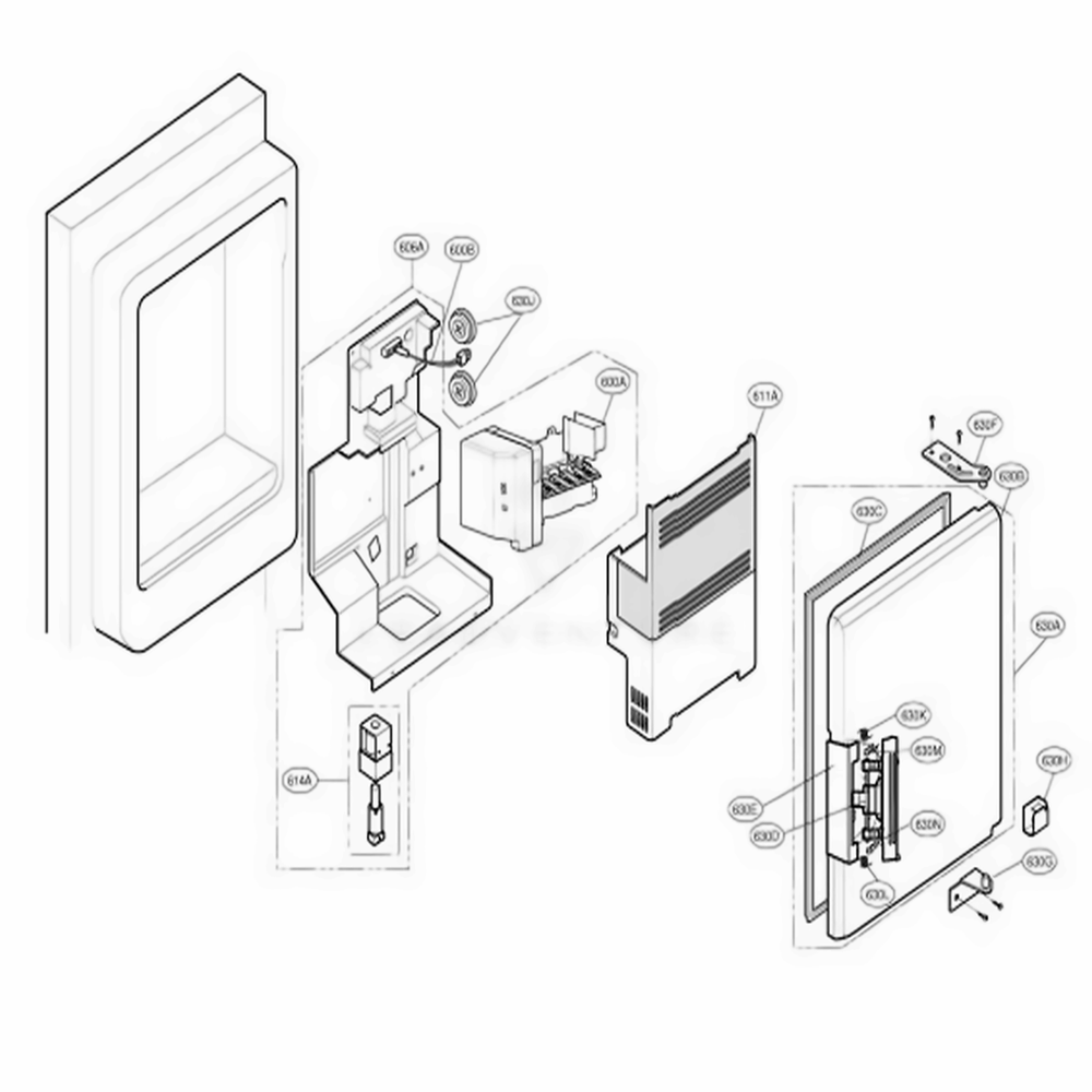 Ice Maker And Ice Bank Parts Diagram and Parts List for 78743 ASTCSEF LG Refrigerator
