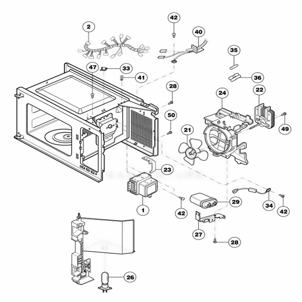 Interior Parts Diagram and Parts List for NNS723WL KWHEMAT LG Range