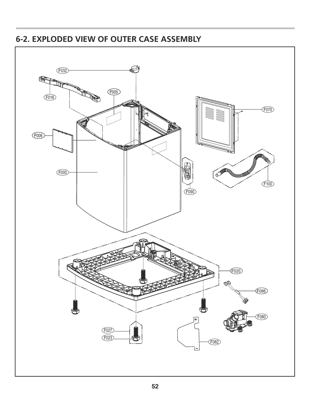 Outer Case Assembly Diagram and Parts List for T1742WGPVD ABSEVUS LG Washer