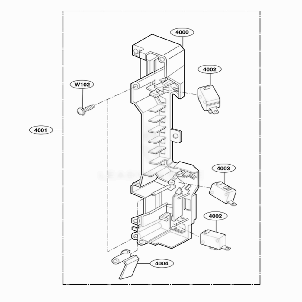 Latch Board Parts Diagram and Parts List for 62643 ASBESEA LG Microwave