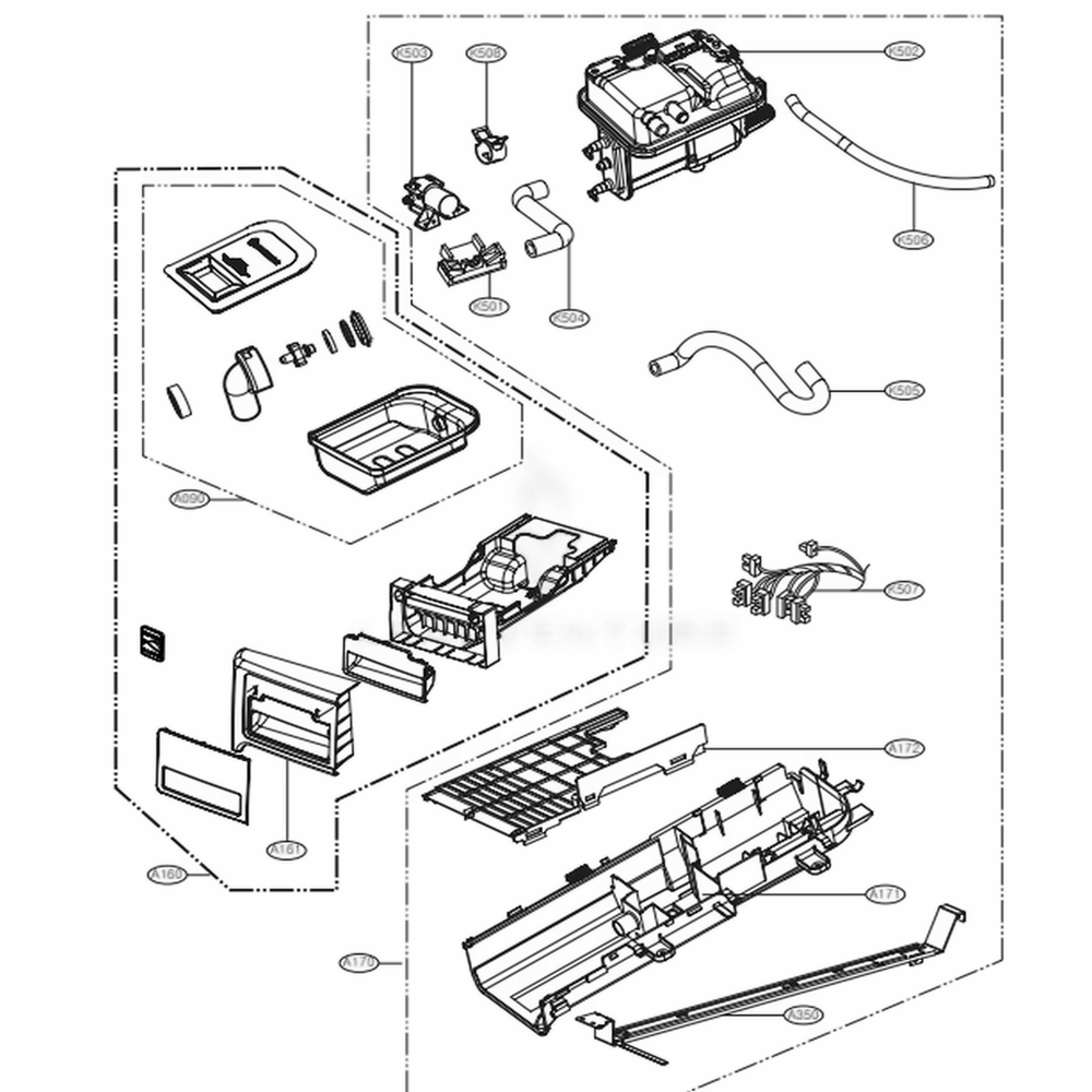 Panel Drawer Assembly And Guide Assembly Diagram and Parts List for 91582 ABWESEU LG Dryer