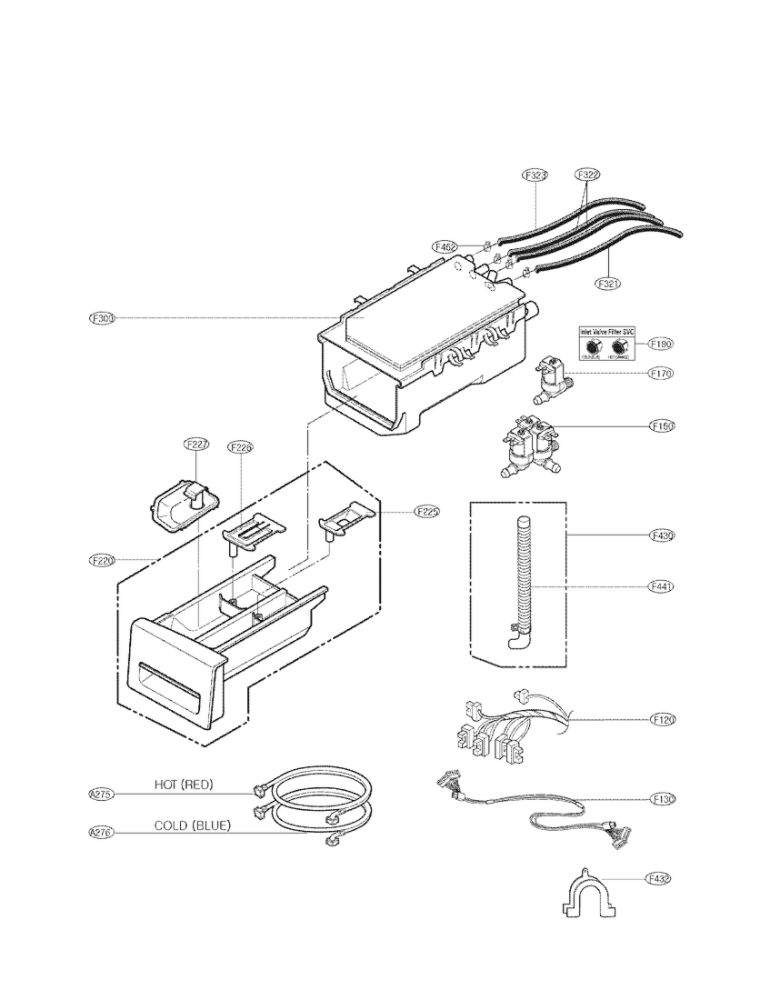 Dispenser Assembly Parts Diagram and Parts List for WM2250CW 00 LG Washer