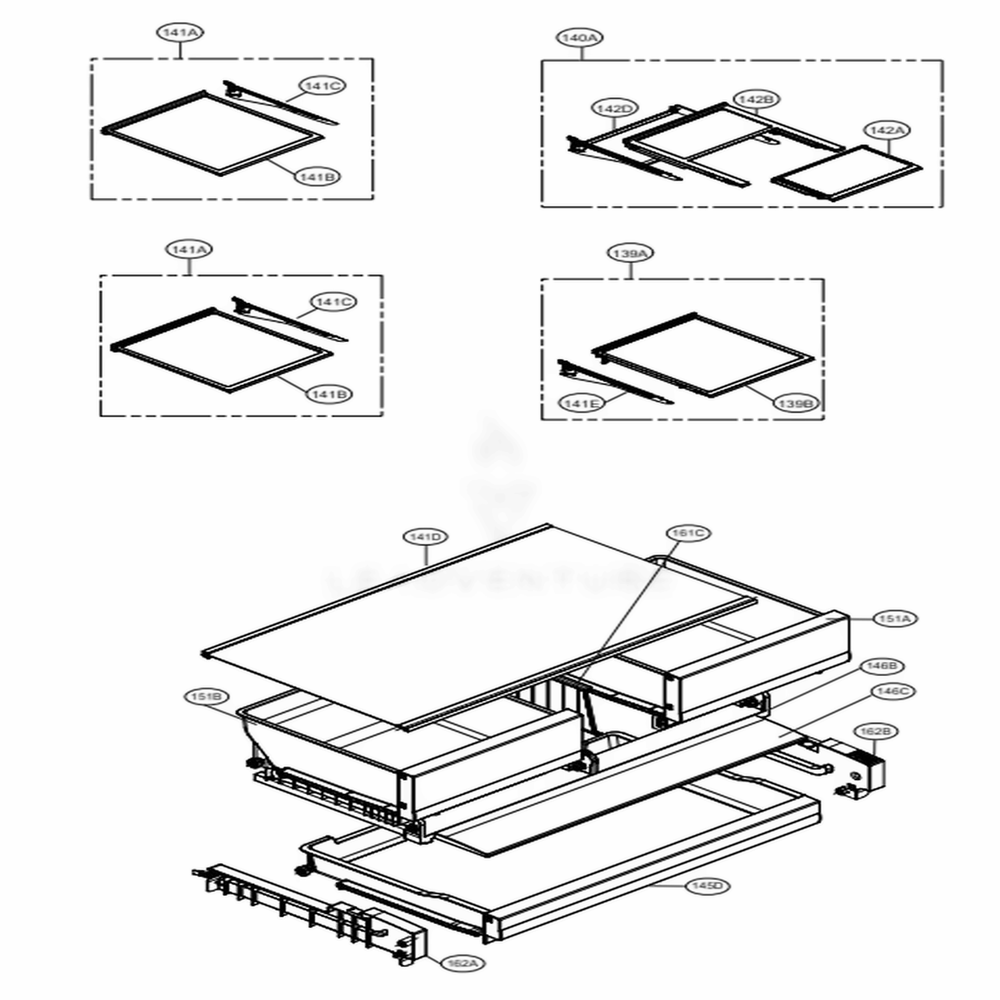 Refrigerator Parts Diagram and Parts List for 73105 ASTCSE2 LG Refrigerator