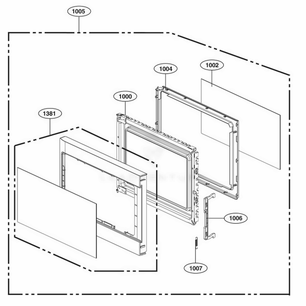 Door Parts Diagram and Parts List for LCS2045WBK CSLELGA LG Range