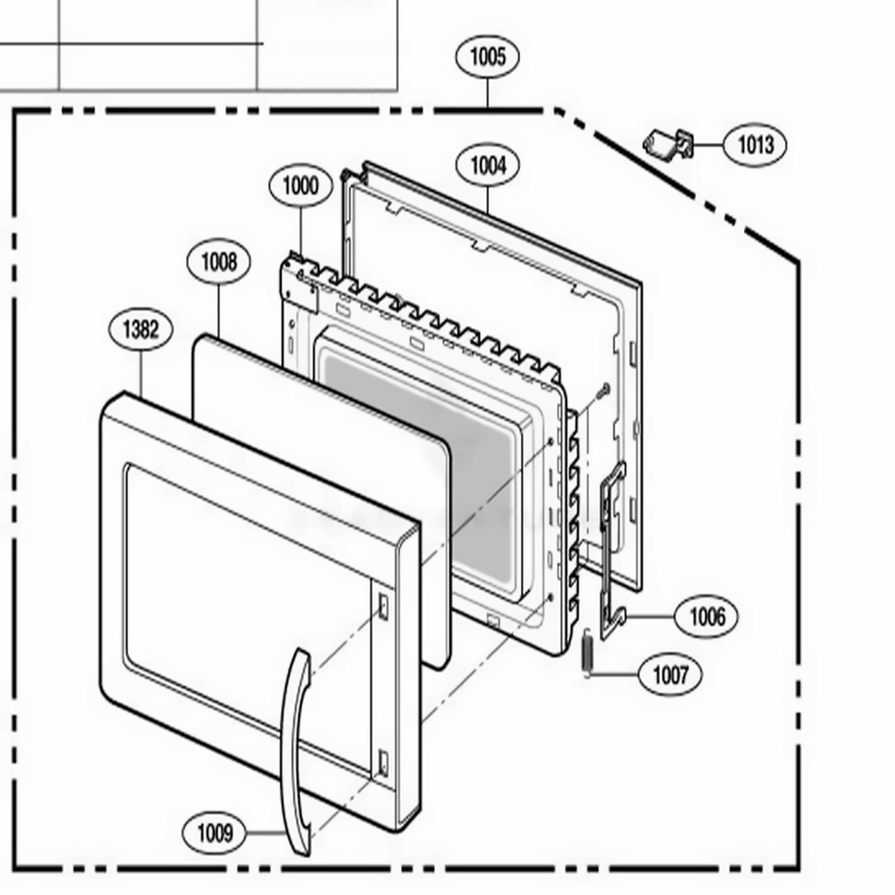 Door Parts Diagram and Parts List for 67909 AB1ESEA LG Range