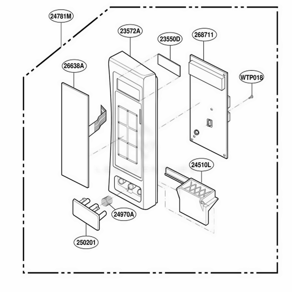 Control Panel Parts Diagram and Parts List for 88910 MWESEC LG Range